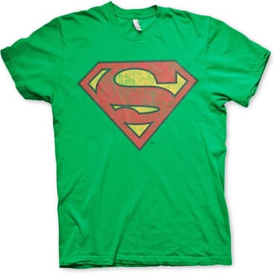 DC Comics Superman Heren Tshirt -L- Washed Shield Groen