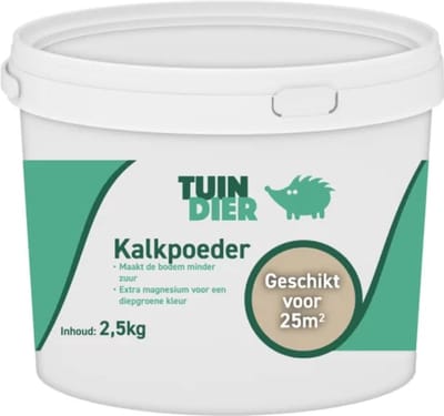 Kalkpoeder | TUIN-DIER® | Kalk poeder | Poederkalk | Poeder kalk | Snelle werking | In handige bewaaremmer | 2.500 gram | 2.5 kilogram
