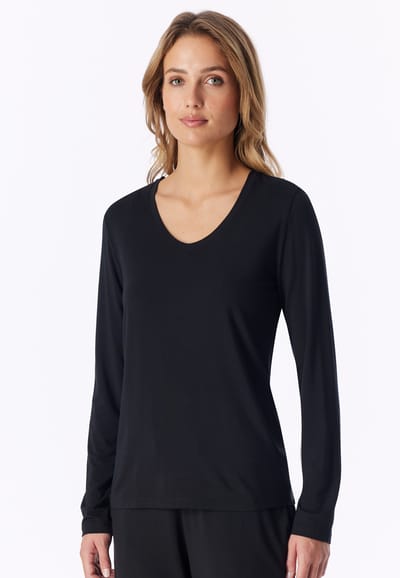 Shirt met lange mouwen en v-hals, zwart - Mix+ Relax 34