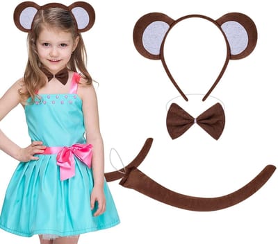 Dailygoods- Dierenkostuum Aap - 3-delige Set - Hoofdband/Staart - Kostuumaccessoires - Geschikt voor Verkleedpartijen - Comfortabel en Duurzaam - Aapkostuum