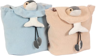 PIA Soft Toys – Set van 2 Pluche Dolfijn rugzakken 2 ass. 30 cm