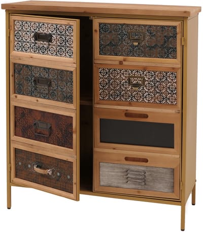 Apothekerskast MCW-O79, kast met hoge opbergvakken, vintage shabby-look 94x80x35cm, wit/blauw