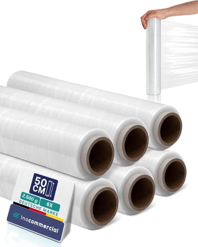 Voordelige Stretchfolie Set: 6 Rollen Transparante Wikkelfolie voor Verhuizen en Pallets