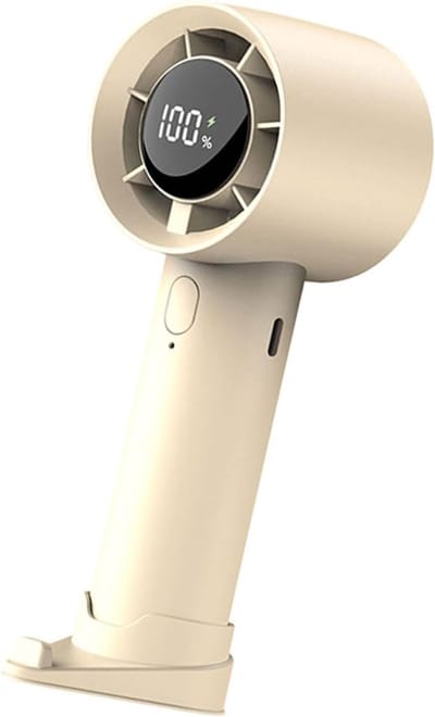 Mini hand ventilator - draagbare ventilator - hoge windsnelheid - LED-display - met telefoonhouder - lange batterijduur - geschikt voor kantoor, thuis en buiten - USB-oplaadbare ventilator - Khaki