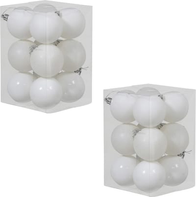 24x Witte kunststof kerstballen 6 cm - Glans/mat/glitter - Onbreekbare plastic kerstballen wit
