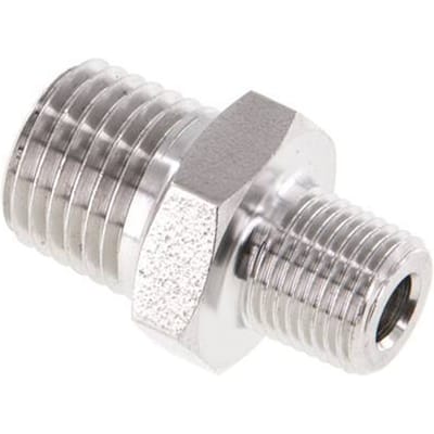 1/8'' NPT x 1/4'' NPT RVS Borstnippel 275 Bar - Hydrauliek - FL2S-M-ST-018N-014N