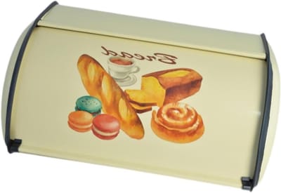 Broodtrommel Metaal - Koektrommel Keuken - Brood Vers Houden - Met Roldeksel - 34.5 cm - Beige