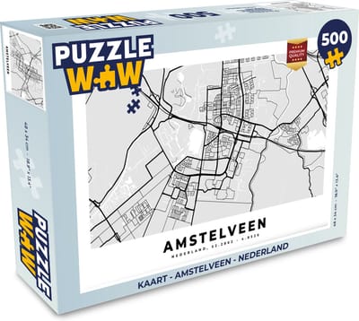 Puzzel Kaart - Amstelveen - Nederland - Legpuzzel - Puzzel 500 stukjes