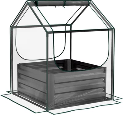 Outsunny Multifunctioneel Tuinbed - Kunststof - 70x70x90cm - Donkergrijs