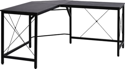 HOMCOM Computertafel L-vormig hoekbureau MDF naturel / zwart hoekbureau 836-122