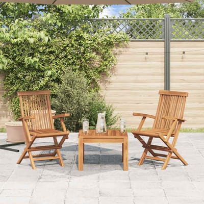 vidaXL - Set - van - 2 - klapstoelen - met - armleuningen, - gemaakt - van - teakhout.
