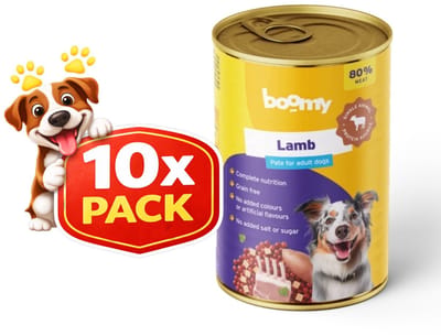 Boomy - Hondenvoer - Natvoer hond - Blikvoer hond - Mono proteïne - Graanvrij - Lam smaak - 80% vlees - Adult - 10 x 400g