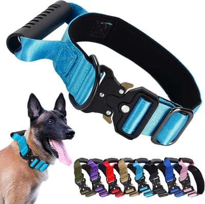 Tactische Hondenhalsband met Handvat - Stevig Nylon Halsband met Snelsluiting Metalen Gesp - Verstelbaar Militair Halsband voor Grote Honden Training