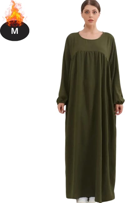 Bovista Islamitische Kleding - Djellaba Dames - Moslim Kleding - Arabisch Dames Kaftan - Alhamdulillah - Legergroen M
