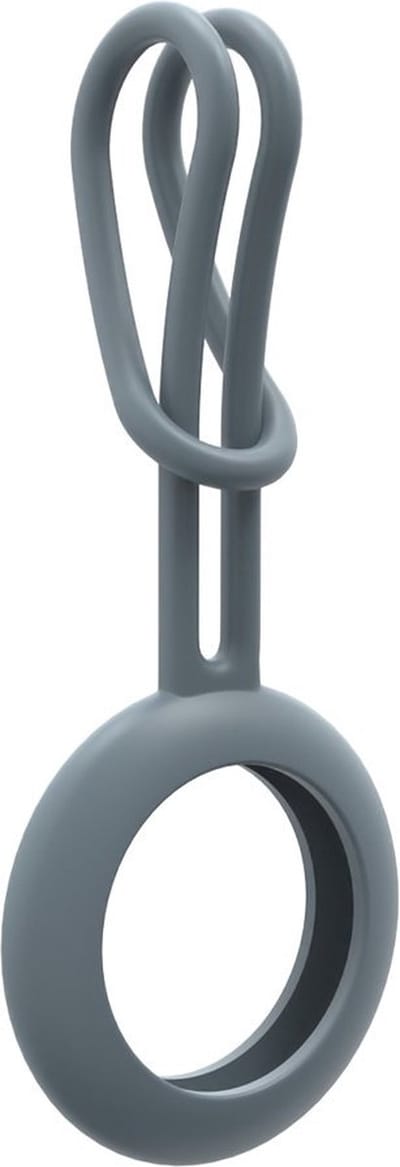 Peachy Siliconen Hoesje en Hanger Ronde Ring geschikt voor Apple AirTag - Blauw