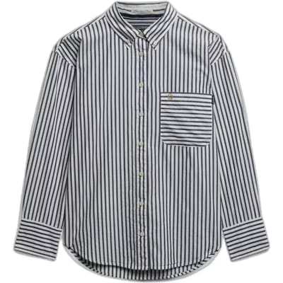 Superdry Poplin Relaxed Overhemd Met Lange Mouwen Blauw Grootte: 36
