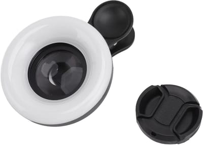 Invullicht voor Mobiele Telefoon met Macrolens en Clipringlicht - Draagbaar Selfie-ringlicht voor IOS en Android - Oplaadbaar en Dimbaar - 3 Kleurentemperaturen