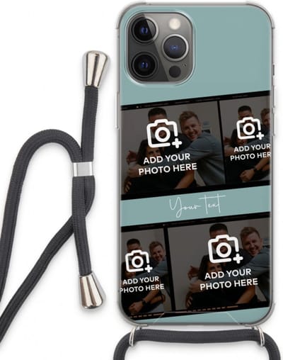 Gepersonaliseerd - Case Company® - Hoesje met koord geschikt voor iPhone 13 Pro Max hoesje met Koord - Filmrol N°2 - Telefoonhoesje met Zwart Koord - Extra Bescherming aan alle Kanten en Over de Schermrand
