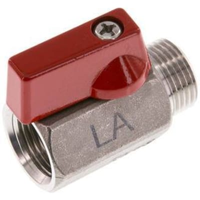 Buiten x Binnendraad G 3/8 inch 2-Weg Rvs Mini-Kogelkraan 63 Bar - BL2SH-MM-63-MF-038