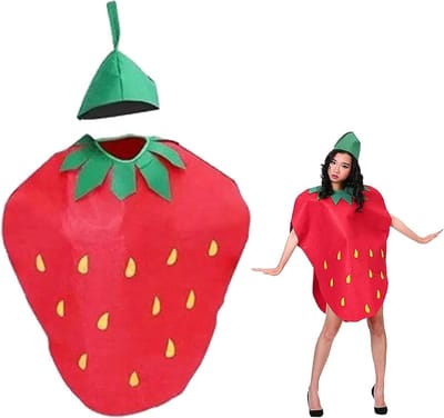 Volwassen Cosplay Kostuum Aardbei Fruit Outfit voor Groepen - Uniek en Grappig Halloween Kostuum voor Mannen en Vrouwen