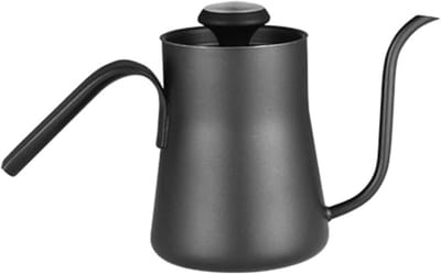 Waterkoker met thermometer - Zwanenhals pot - Nauwkeurig koffie zetten - Waterstroom stabiliserende klep - 550ml - Zwart