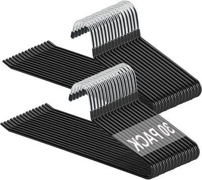 Allecto Premium - Broekhangers Set van 30 stuks in metaal met open uiteinde en antislip coating - Ruimtebesparend en multifunctioneel voor broeken, jeans, handdoeken, en sjaals