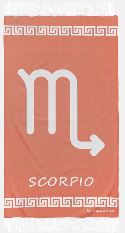 uit Turkije By Aquatolia Hamamdoek Scorpia Zodiac - 100% Zacht Katoen - Strandlaken - Handdoek - Oranje - 100cm x 180cm - Originele hamamdoek uit Turkije