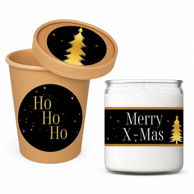 Bolsius Kerst Kaars in een potje | 50 Branduren | Kerstcadeau | Zwart Goud | Glas