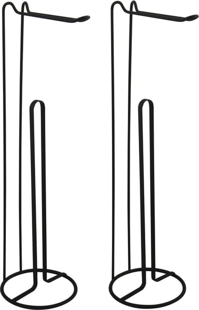MSV Wc/toiletrolhouder reservoir - 2x - metaal - zwart - 54 cm - Voor 4/5 rollen