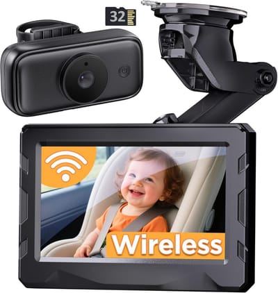 Draadloze Baby Autocamera HD 1080P met Nachtzicht en Groot Display