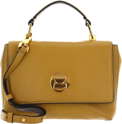 COCCINELLE Leren Avondtas Handtas Liya Handbag Citronella / Coffee Mosterdgeel
