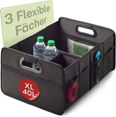 MONTKIARA Opvouwbare Kofferbak Organizer XL - 3 Vakken & 5 Zakken - Anti-Slip Bodem - Waterdicht Oxford Stof - Voor Auto, SUV & Camper