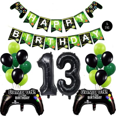 Snoes Mega Game Gamers Helium Verjaardags Ballonnen Feestdecoratie Black Cijfer Ballon nr 13