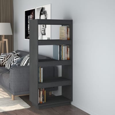 vidaXL - Boekenkast/kamerscherm - 60x35x135 - cm - massief - grenenhout - grijs