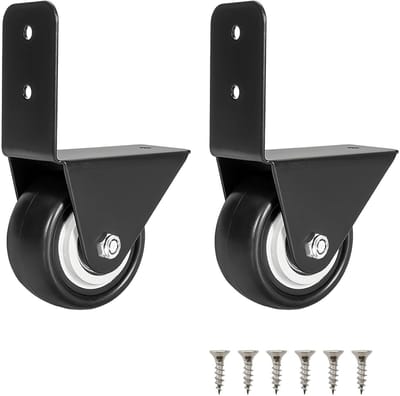 Set van 2 meubels wielen 40 mm, zwarte richtbare zwenkwielen tot 40 kg, 360° draaibaar en stille PU wielen voor salontafel, kast en transportdoos
