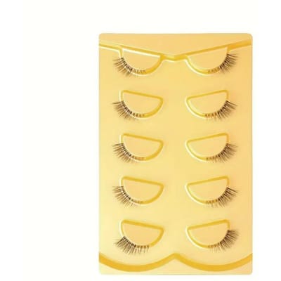 5 Paires de Demi-Cils Bande Transparente Cils Oeil de Chat Faux Cils Courts Doux Cils Faux Vison 3D Maquillage Naturel Doux pour les Yeux beige