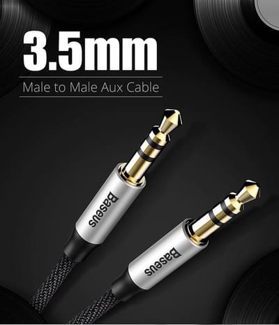 Baseus - Yiven - M30 stereo audiokabel AUX 3,5 mm male mini-jack 1m zilver-zwart - (CAM30-BS1)