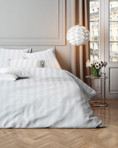 Mistral Home - DEKBEDOVERTREK - katoensatijnstreep - 140 x 200 cm + 65 x 65 cm - eenpersoons - satijnstreep - wit