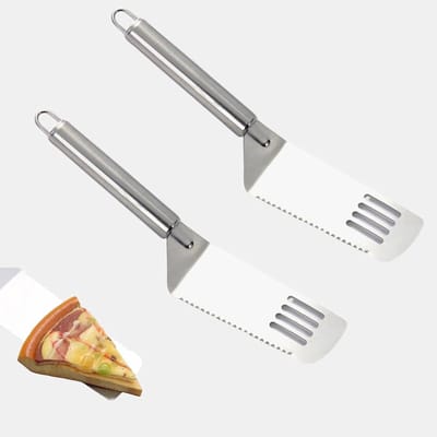 Set van 2 RVS Pizza Sliders - Perfect voor het Snijden en Transporteren van Pizzapuntjes en Snacks