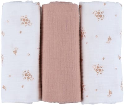 Noukie's Hydrofiele Doeken Set - Vintage Flowers - 70 x 70 cm - Wit/Roze