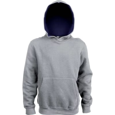 Kariban Kinder hooded sweater met gecontrasteerde capuchon K453 - Oxford Grey / Navy - 6/8 Y (6/8 ans)