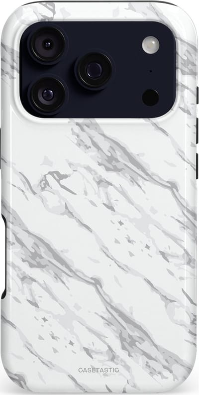 Casetastic hoesje geschikt voor Apple iPhone 17 Pro - MagSafe - Dubbellaagse bescherming - Arctisch Marmer - Fashion Case - Wit Lichtgrijs