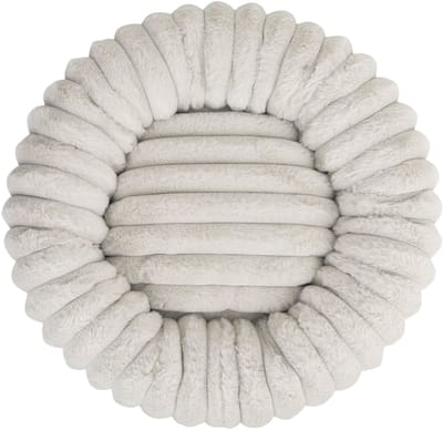 District 70 RIBBA – Luxe Ronde Kattenmand van Ribfluweel & Pluche – Greige – 45 x 45 x 15 cm