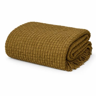 Mica Decorations Cosenza Fleece Deken - Bank Plaid en Bank Kleed - Warme Deken voor op de Bank - 180 x 130 cm - Bruin