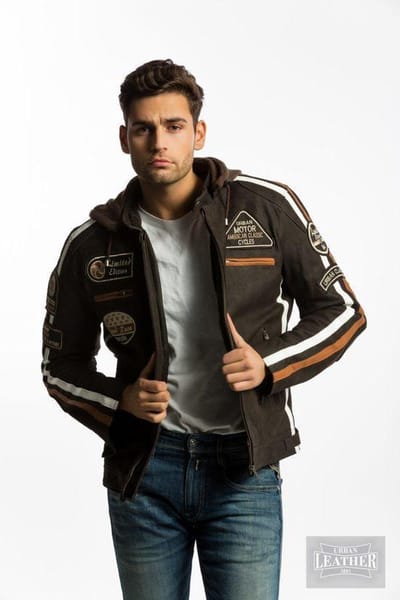 Urban Leather Fifty Eight Leren Motorjas Heren - Donkerbruin - Maat L