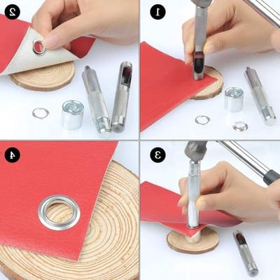 Complete Grommet Tool Kit met 100 Sets Eyelets en Opbergdoos voor Creatieve Projecten en Handwerk