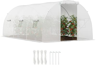 Outsunny Tunnelkas - PE - 450x300x200cm - Wit