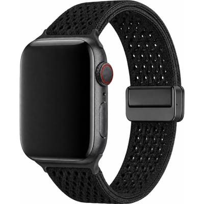 123watches bandje Knit - nylon - zwart - 38 · 40 · 41 & 42 mm - Geschikt voor Apple Watch series 1/2/3/4/5/6/7/8/9/10/11/12/SE/SE2/SE3