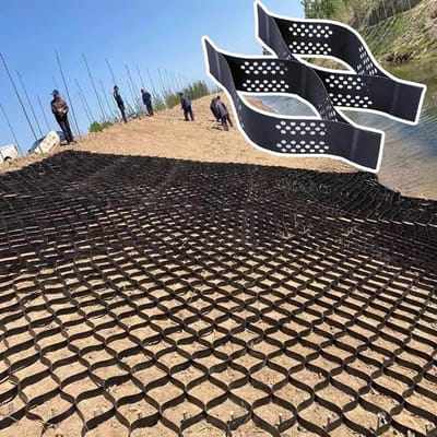 Grind rooster - Stabiliserende mat - Opritten versterken - Hoogwaardig HDPE - 3 x 7 m - Zwart