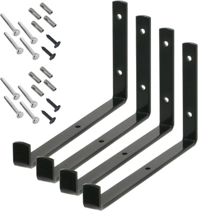 Ladderrek Beugels - Muurbevestiging Ladder - Ladder Veilig Opbergen - Universele Pasvorm - 237mm x 135mm - Zwart